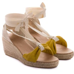 Abarca Shoes Alpargatas Con Cuñas^Sicilia Cuna Cinta Piel Amarillo